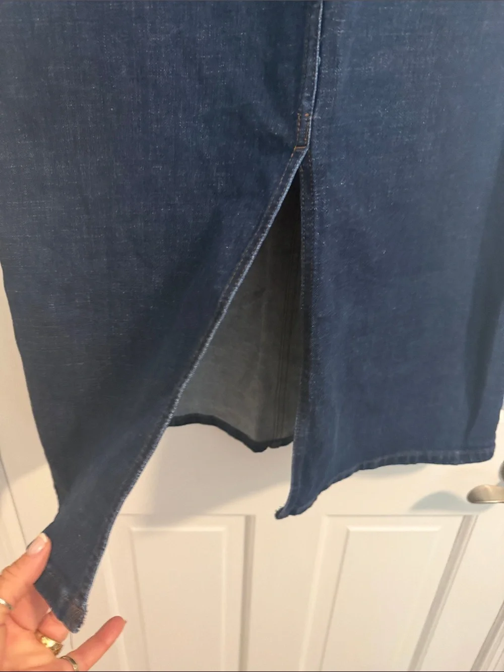 Banana Republic Dark Blue Denim Straight Midi Skirt